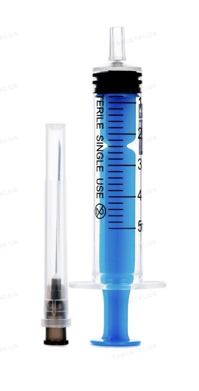 Шприц ін'єкційний 3-х компонентний одноразовий стерильний "МОЯ АПТЕЧКА" 5 мл Luer Slip з голкою, 22G (0.7*40 мм)